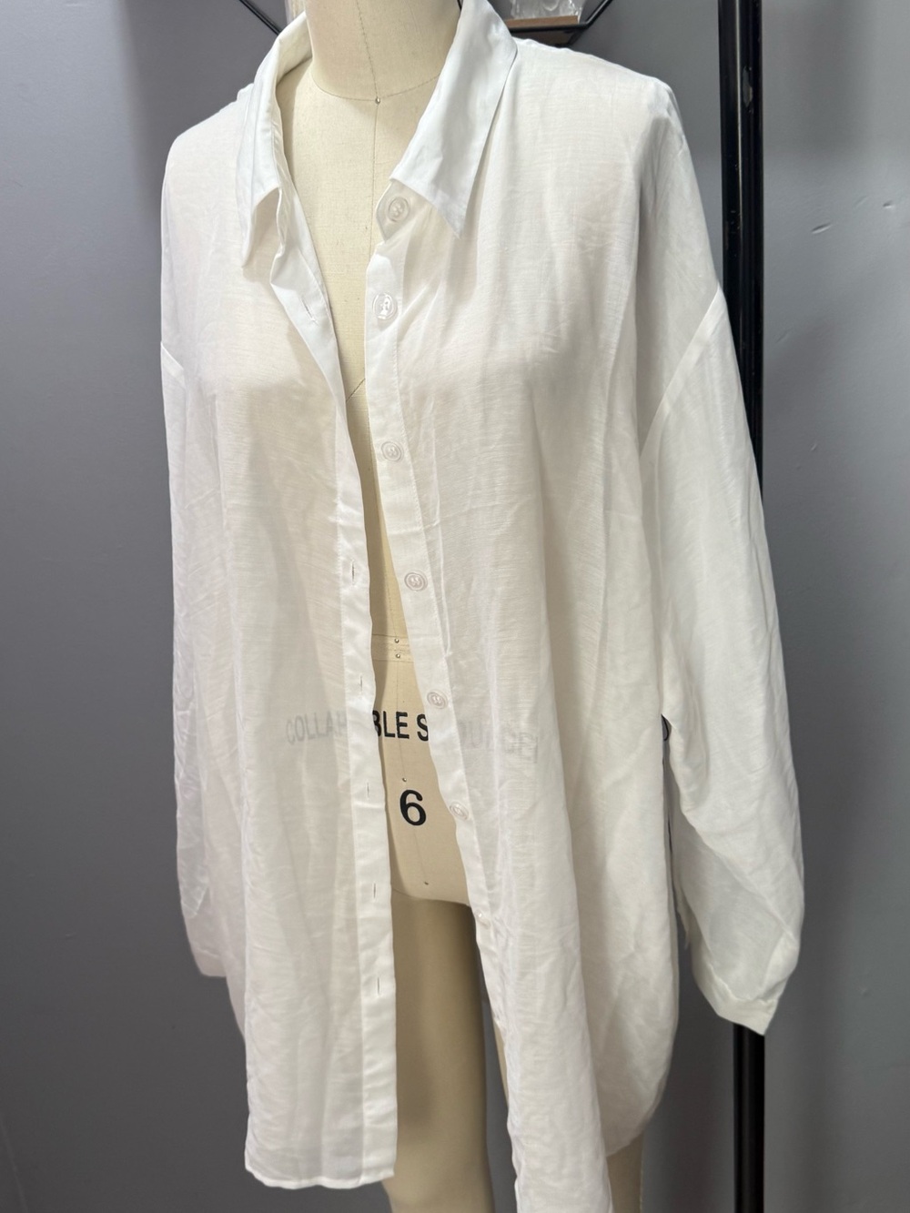 Forever 21 White Button-Up Swim Cover-Up Shirt - Picture 2 of 5